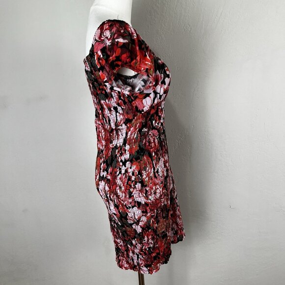 Free People Wren Smocked Off Shoulder Party Bodycon Mini Dress Pink Floral Small - Picture 6 of 10